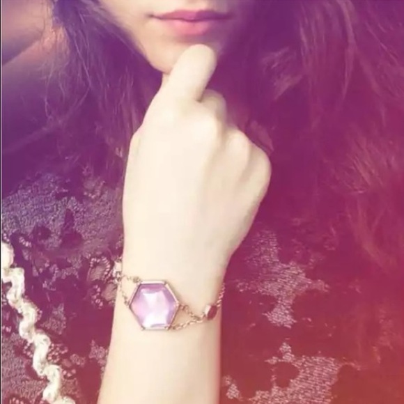 Pink Opal Gold Bracelet. - Picture 2 of 5